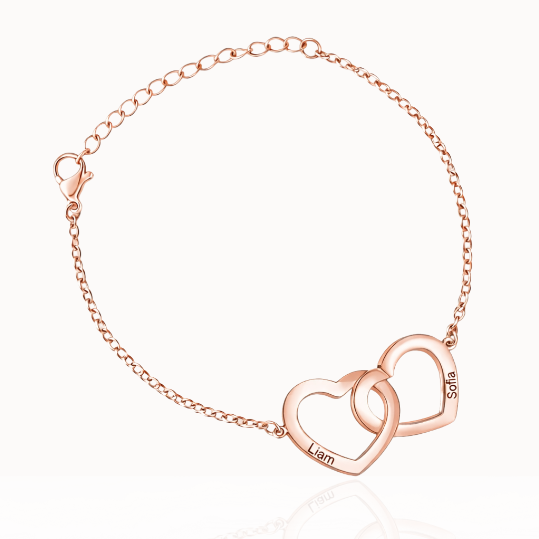 Pulsera Personalizada Dos Corazones Entrelazados