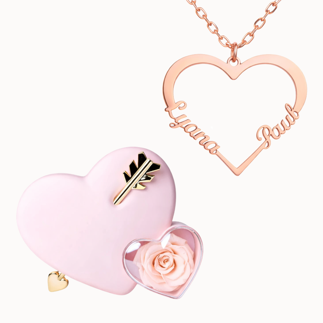 Caixa Cupido com Colar Amor em Forma de Coração Personalizado