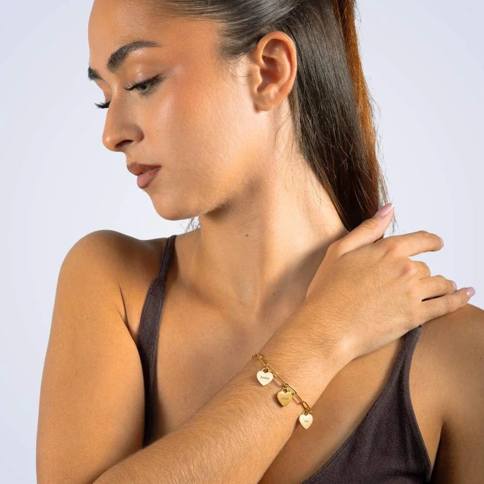 Pulseira Personalizada de Múltiplos Corações