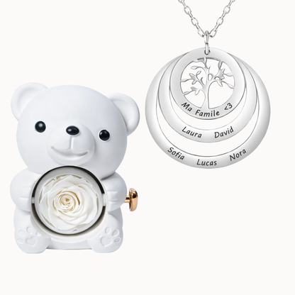 Urso Eterno com Colar Círculo Árvore da Família Personalizado