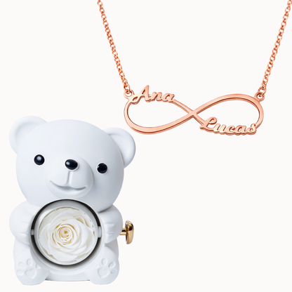 Urso Eterno com Colar Infinito Personalizado