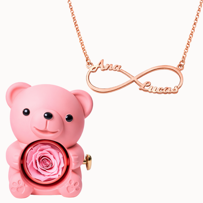 Urso Eterno com Colar Infinito Personalizado