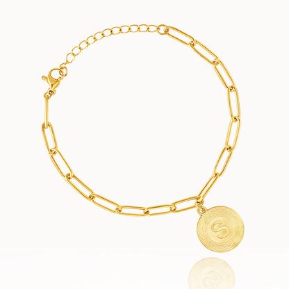 Pulseira com Inicial e Design de Sol Personalizada