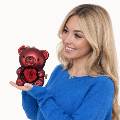Urso Eterno com Colar Dois Corações Personalizado