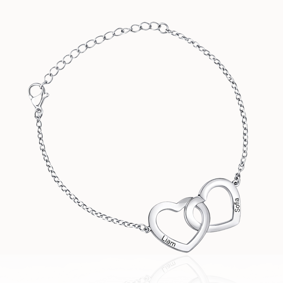Pulsera Personalizada Dos Corazones Entrelazados