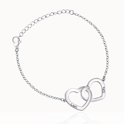 Pulsera Personalizada Dos Corazones Entrelazados