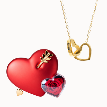 Caixa Cupido com Colar Dois Corações Personalizado