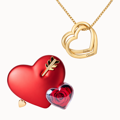 Caixa Cupido com Colar Corações Entrelaçados Personalizado