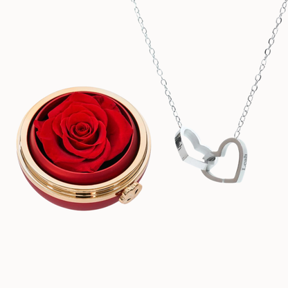 Caixa Paixão Eterna & Colar Dois Corações Personalizado