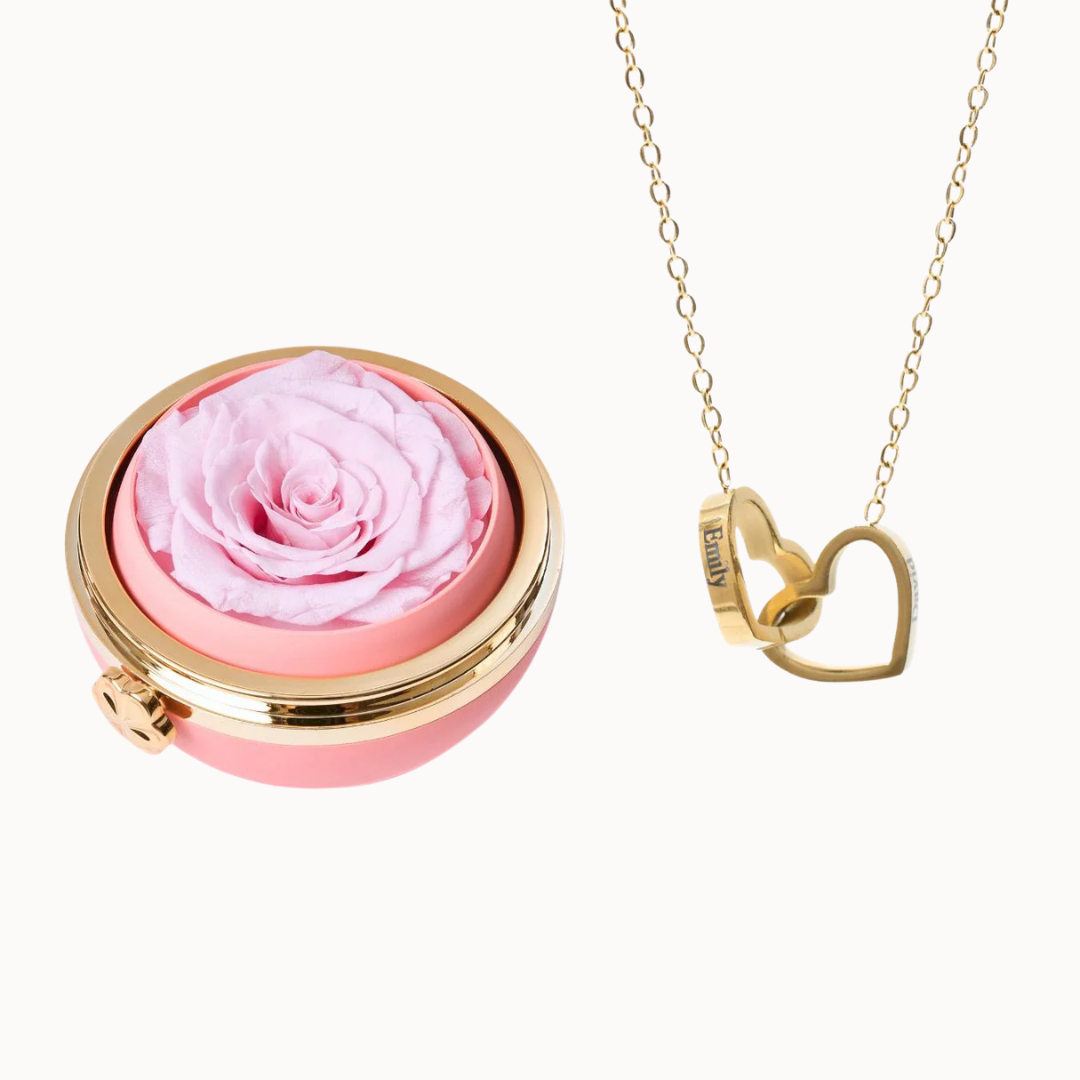 Caixa Paixão Eterna & Colar Dois Corações Personalizado
