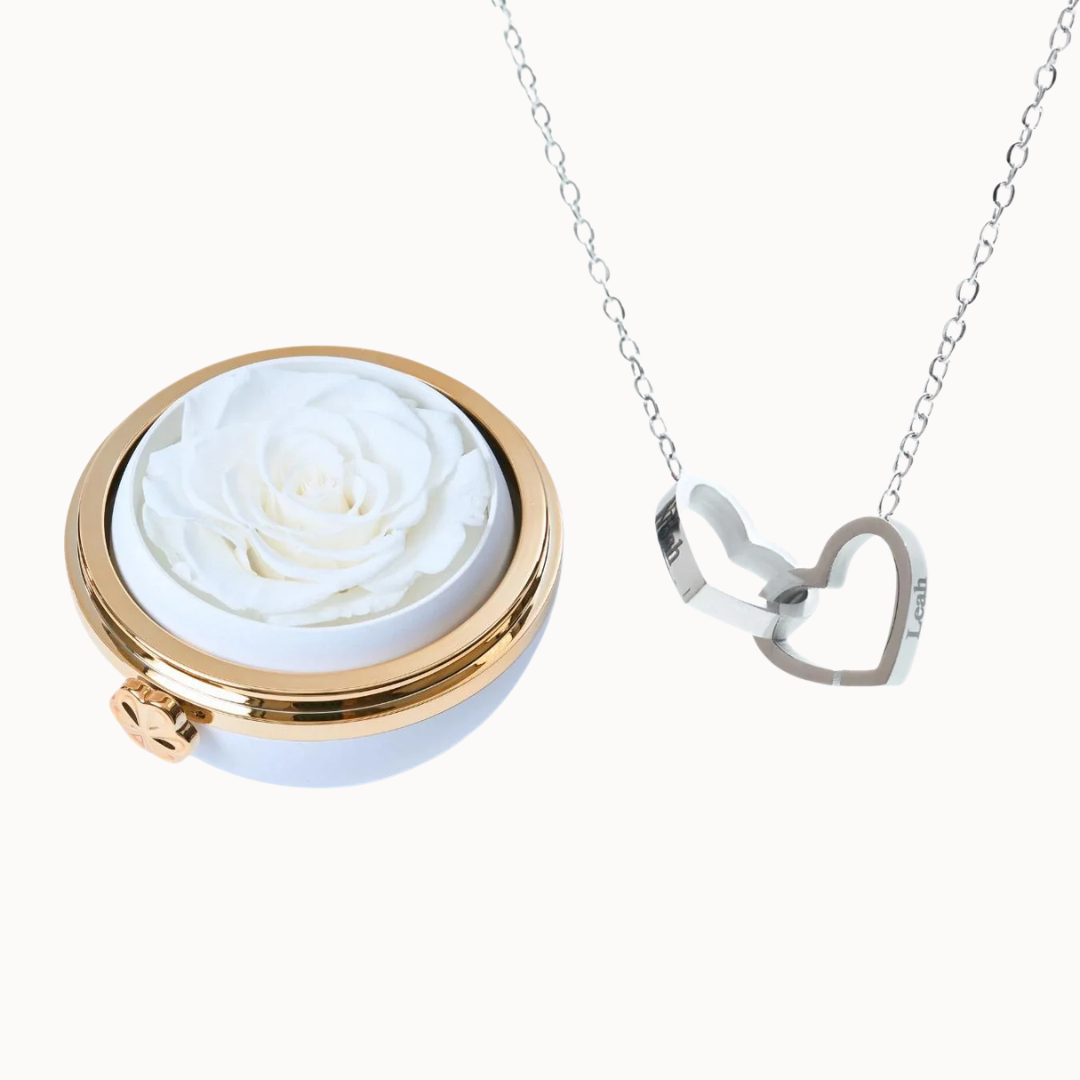 Caixa Paixão Eterna & Colar Dois Corações Personalizado