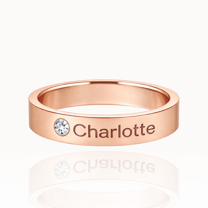 Anel Personalizado com Nome e Pedra de Nascimento
