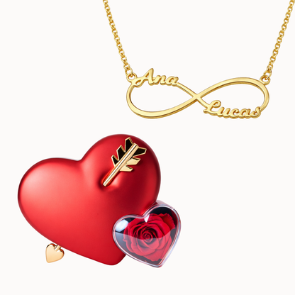 Caixa Cupido com Colar Infinito Personalizado