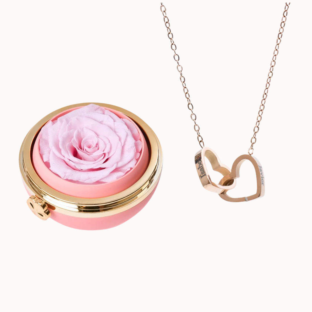 Caixa Paixão Eterna & Colar Dois Corações Personalizado
