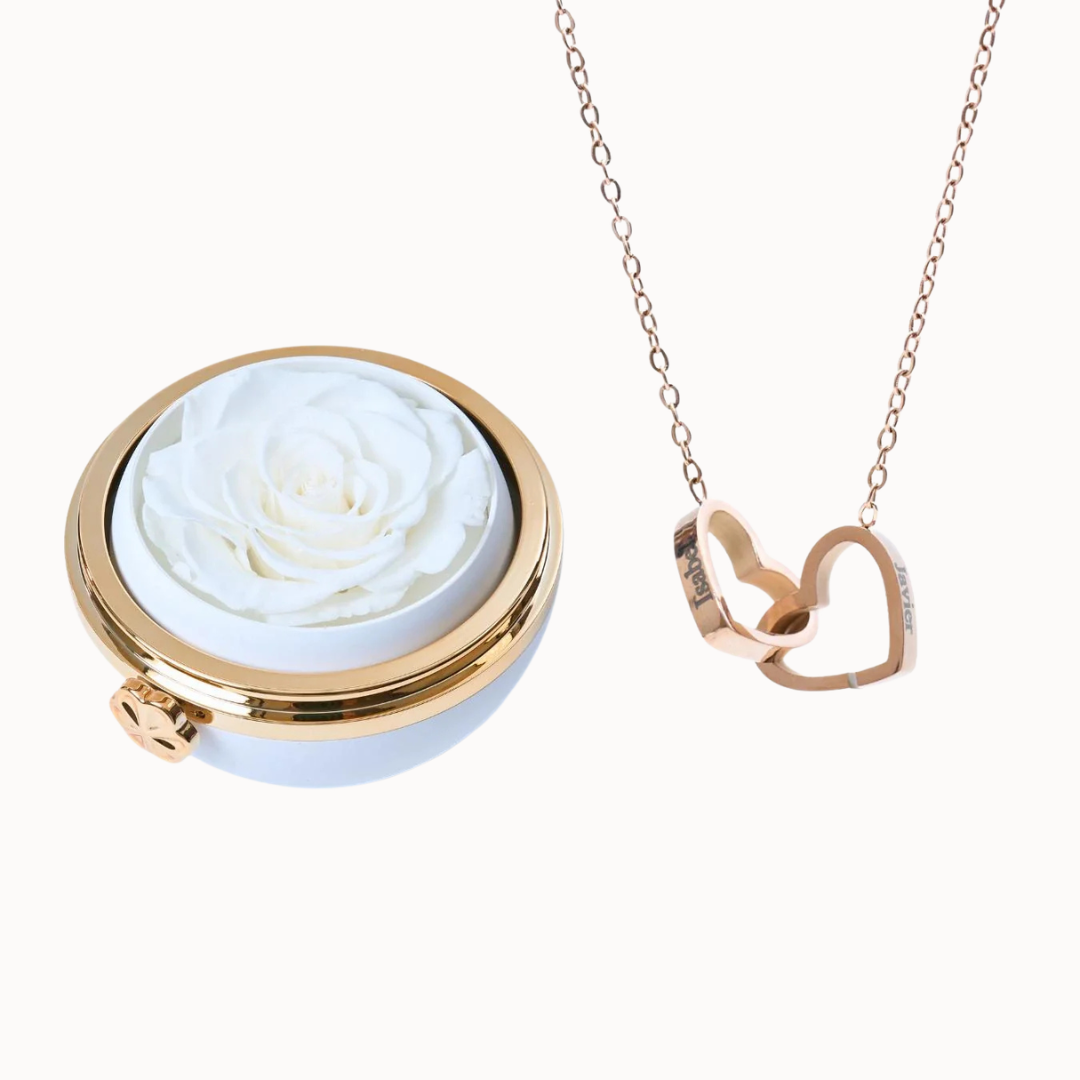 Caixa Paixão Eterna & Colar Dois Corações Personalizado