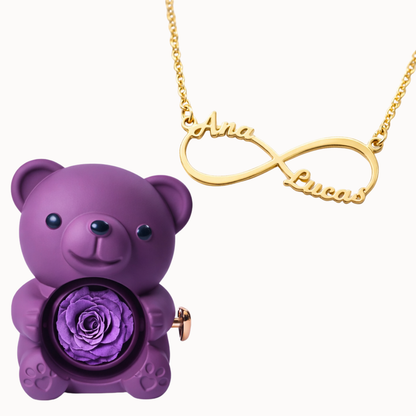 Urso Eterno com Colar Infinito Personalizado