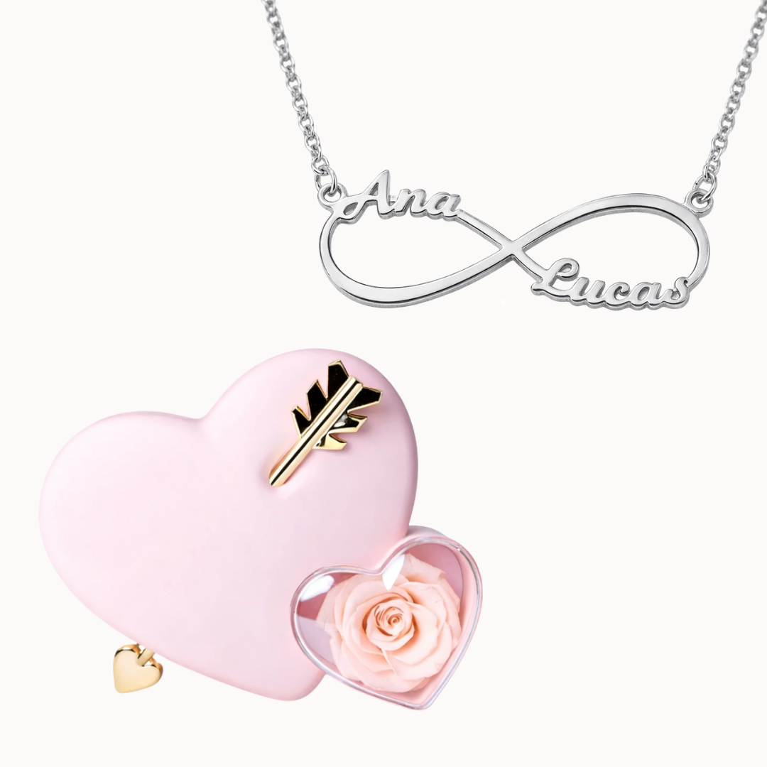 Caixa Cupido com Colar Infinito Personalizado