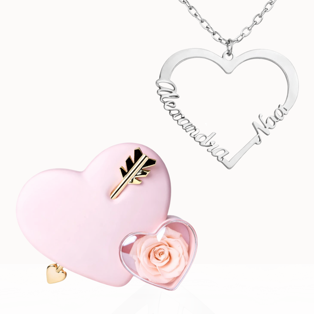 Caixa Cupido com Colar Amor em Forma de Coração Personalizado