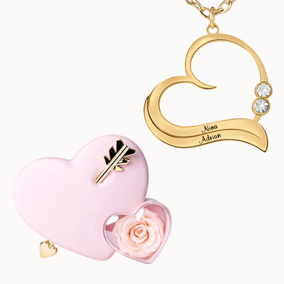 Caixa Cupido com Colar Coração Aberto Personalizado com Cristais
