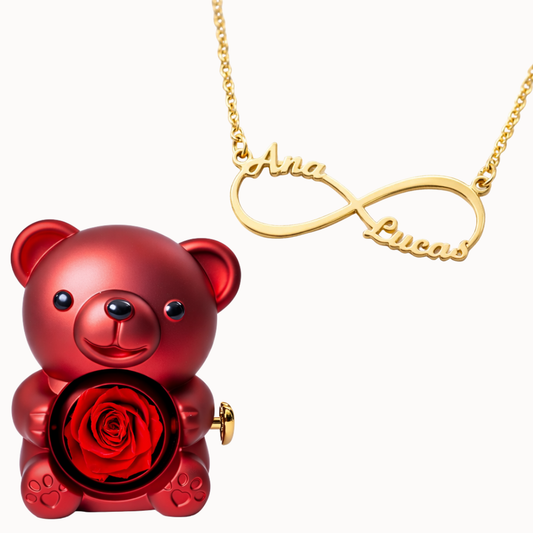 Urso Eterno com Colar Infinito Personalizado