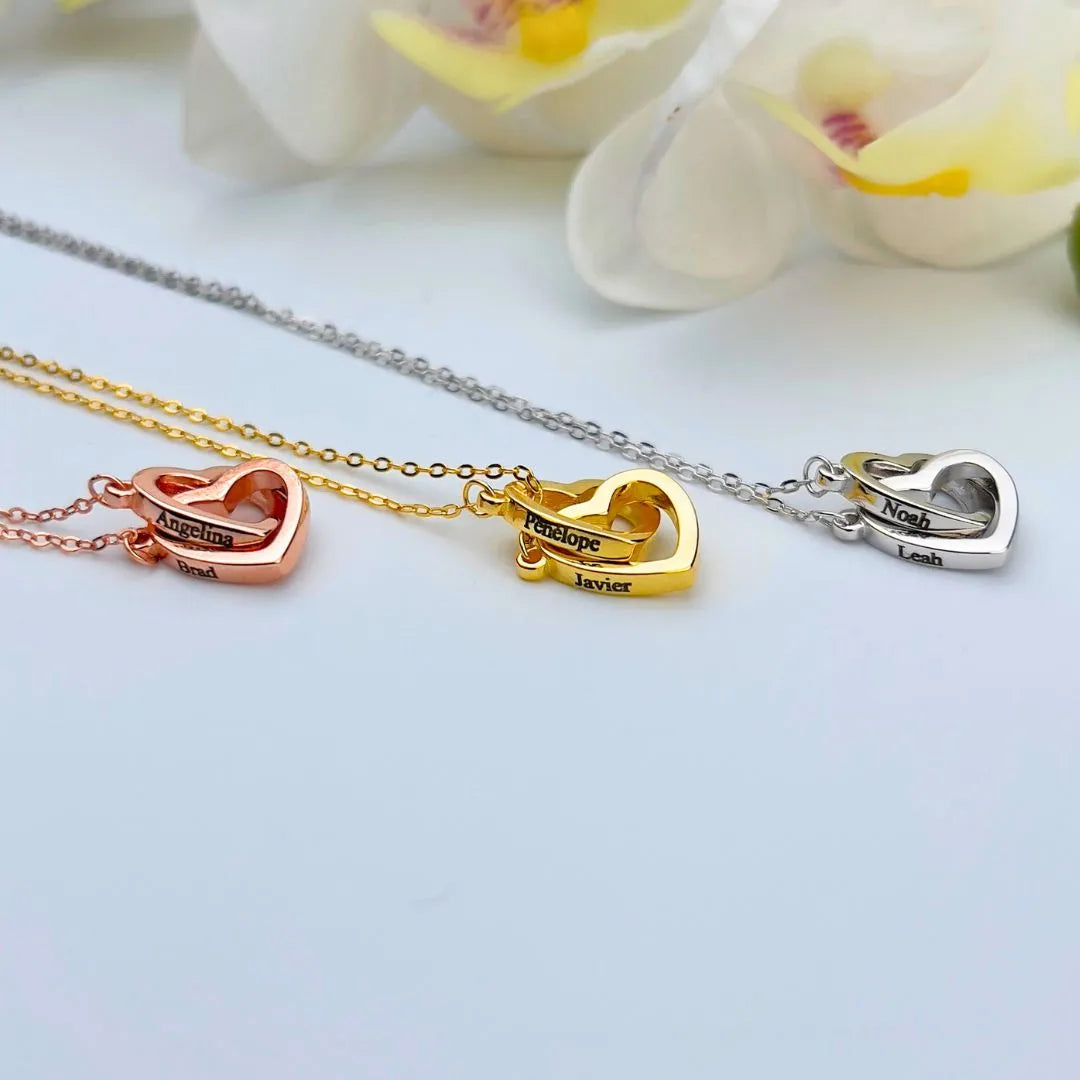 Caixa Cupido com Colar Dois Corações Personalizado