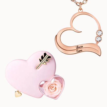 Caixa Cupido com Colar Coração Aberto Personalizado com Cristais
