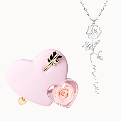 Caixa Cupido com Colar Nome Flor Personalizado