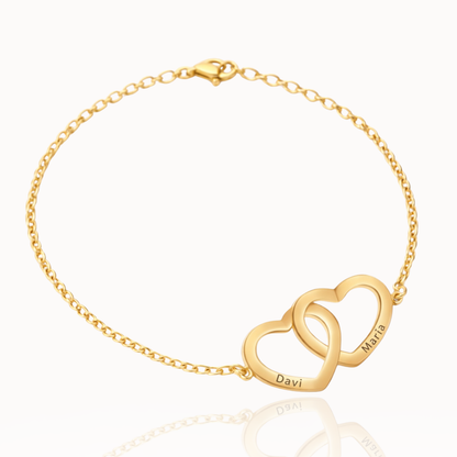 Pulsera Personalizada Dos Corazones Entrelazados