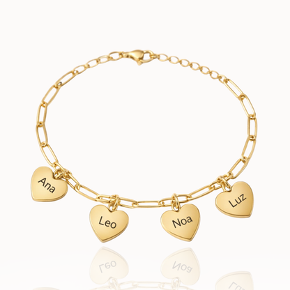 Pulseira Personalizada de Múltiplos Corações
