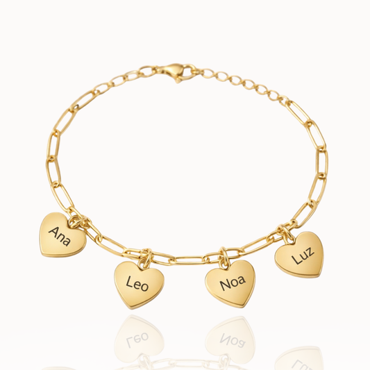 Pulseira Personalizada de Múltiplos Corações