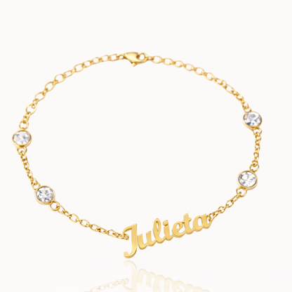 Pulseira com Nome Personalizado e Cristais