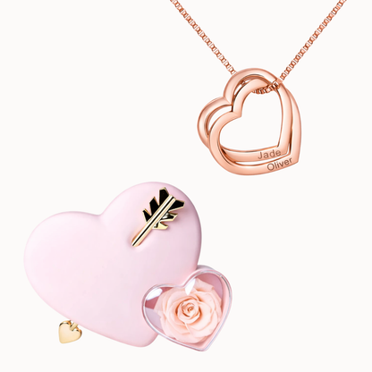 Caixa Cupido com Colar Corações Entrelaçados Personalizado