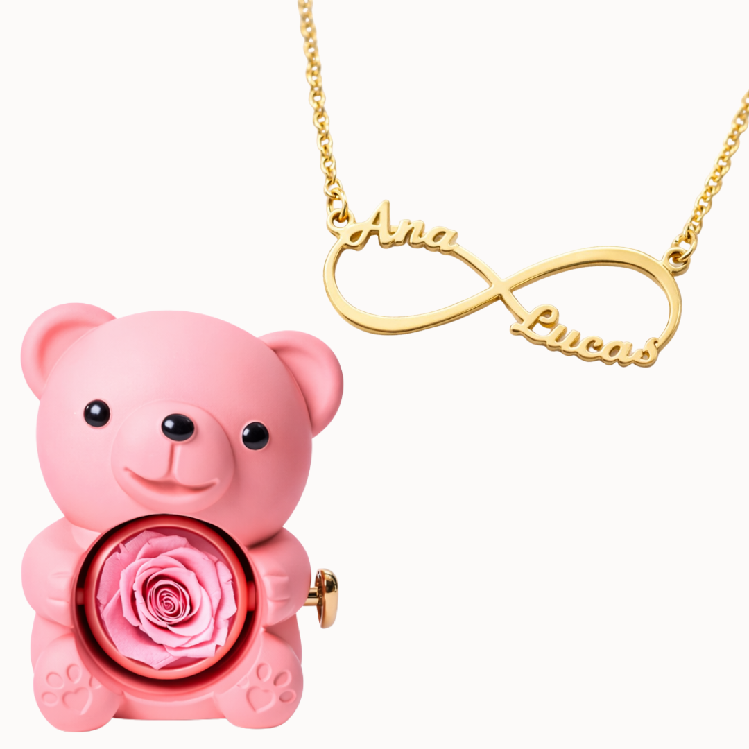 Urso Eterno com Colar Infinito Personalizado