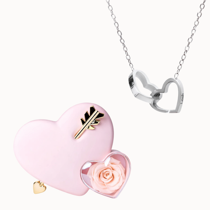 Caixa Cupido com Colar Dois Corações Personalizado