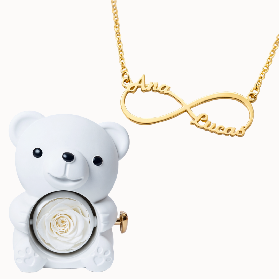 Urso Eterno com Colar Infinito Personalizado