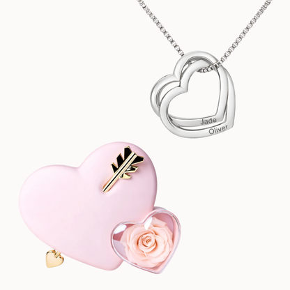 Caixa Cupido com Colar Corações Entrelaçados Personalizado