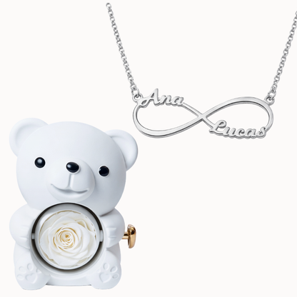 Urso Eterno com Colar Infinito Personalizado