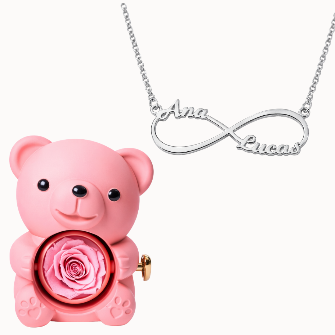 Urso Eterno com Colar Infinito Personalizado