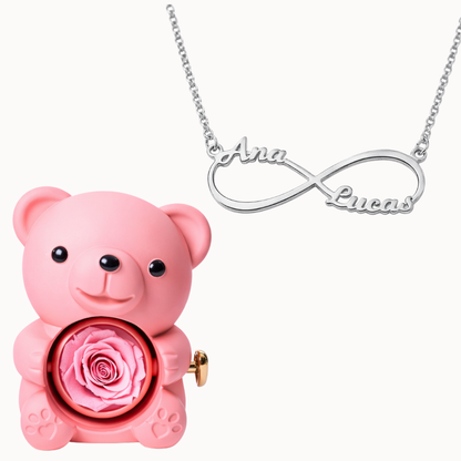 Urso Eterno com Colar Infinito Personalizado