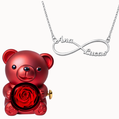 Urso Eterno com Colar Infinito Personalizado