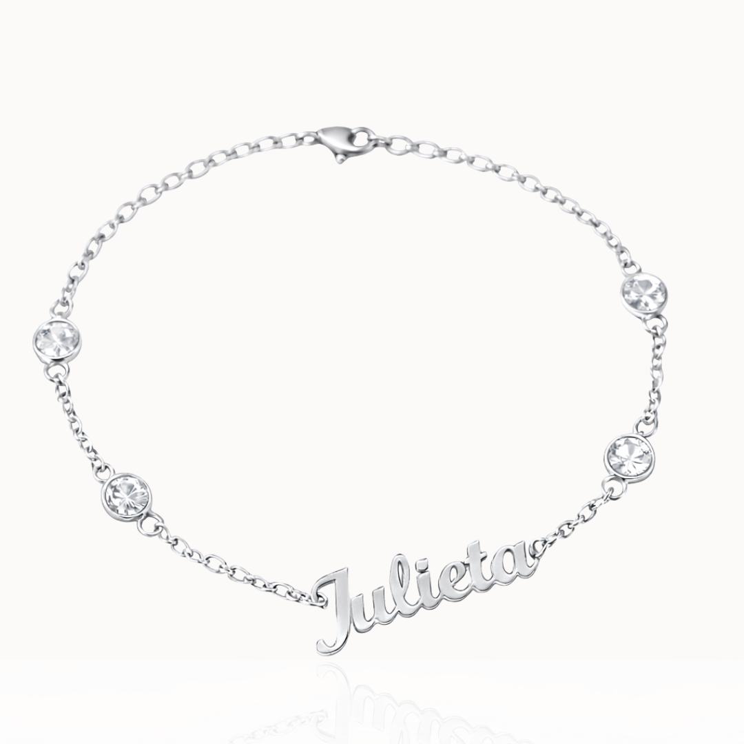 Pulseira com Nome Personalizado e Cristais