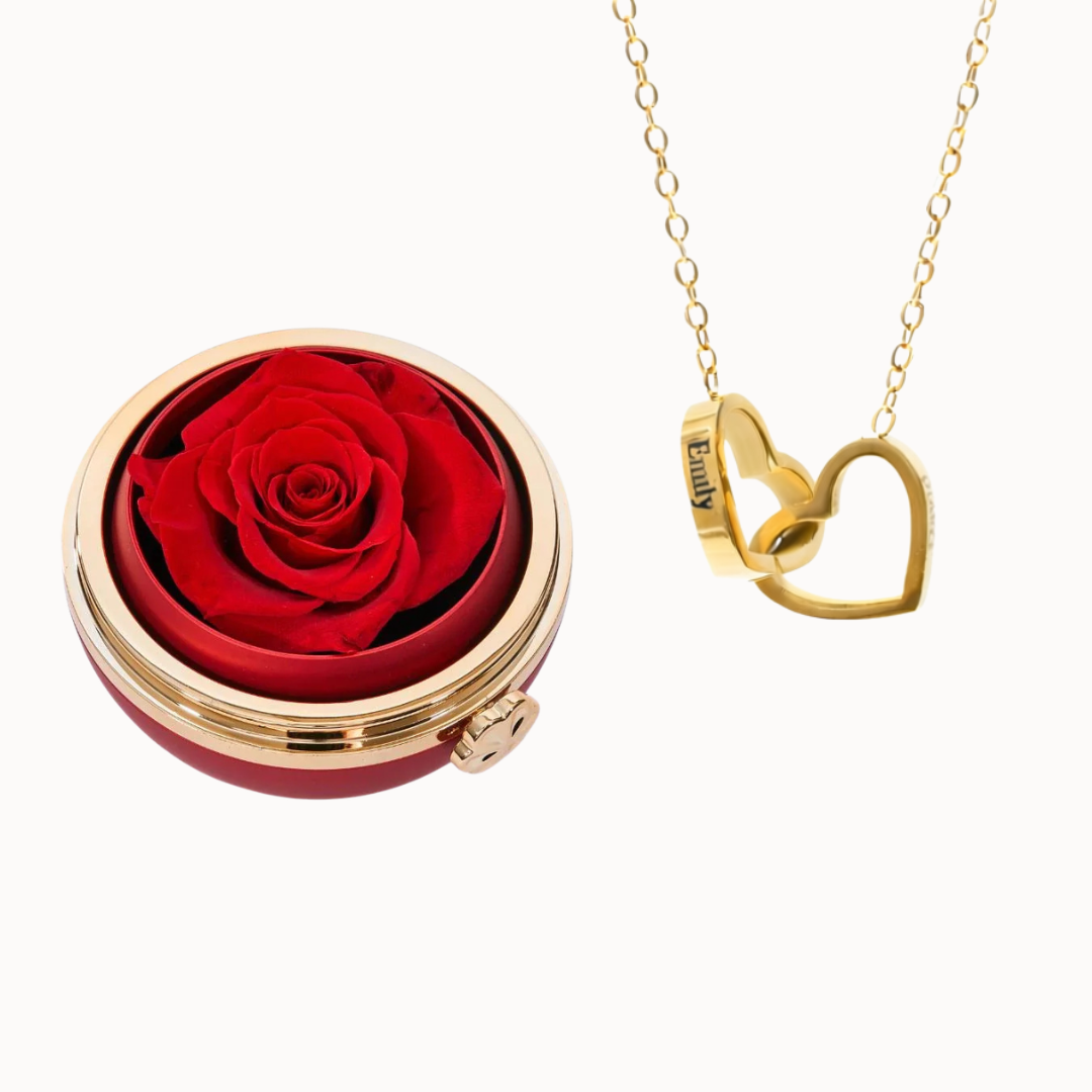Caixa Paixão Eterna & Colar Dois Corações Personalizado