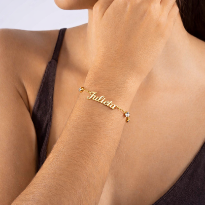 Pulseira com Nome Personalizado e Cristais