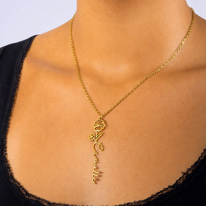 Colar Nome com Flor Personalizado