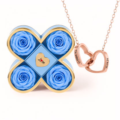 Colar Dois Corações Personalizados com Caixa Rosa Eterna