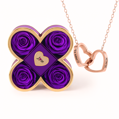 Colar Dois Corações Personalizados com Caixa Rosa Eterna