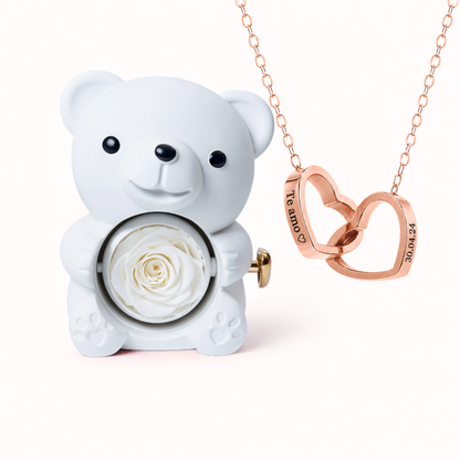Colar Dois Corações Personalizados com Caixa Rosa Eterna