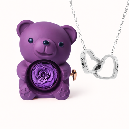 Colar Dois Corações Personalizados com Caixa Rosa Eterna