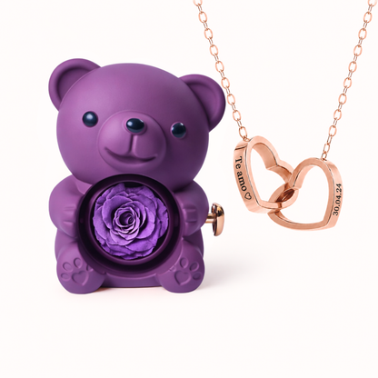 Colar Dois Corações Personalizados com Caixa Rosa Eterna
