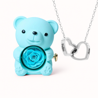 Colar Dois Corações Personalizados com Caixa Rosa Eterna